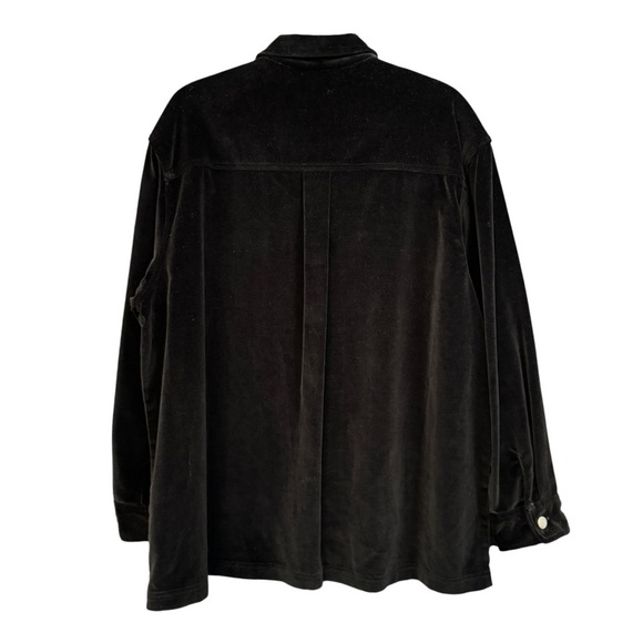 Jones NY Black Velvet Zip Shirt Jacket ✨ 100% Cotton - Picture 2 of 5